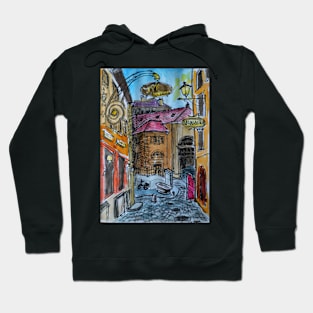 Watercolor Sketch - Genève, Old Town, Rue Chasse-Coq Hoodie